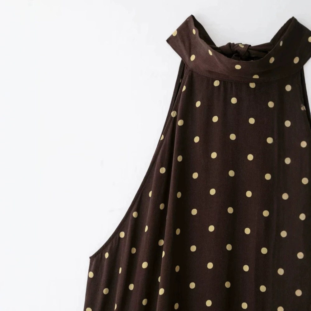 ZARA New Summer Loose Casual Polka Dot Off Shoulder Halter Neck Dress